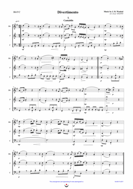 Divertimento (Cantabile, Menuetto, Allegro) (arr. Josef STASTNY)