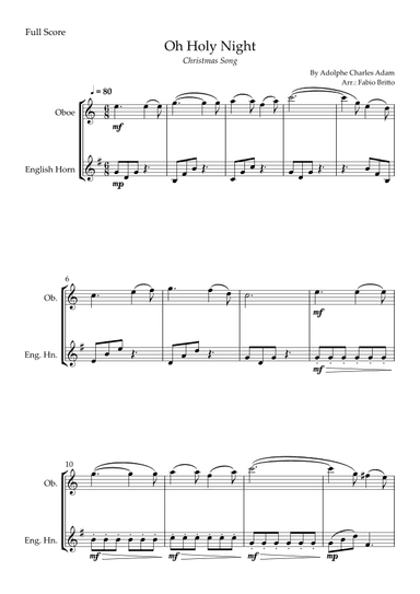 Oh Holly Night (Christmas Song) for Oboe & English Horn Duo (arr. Fabio Britto)