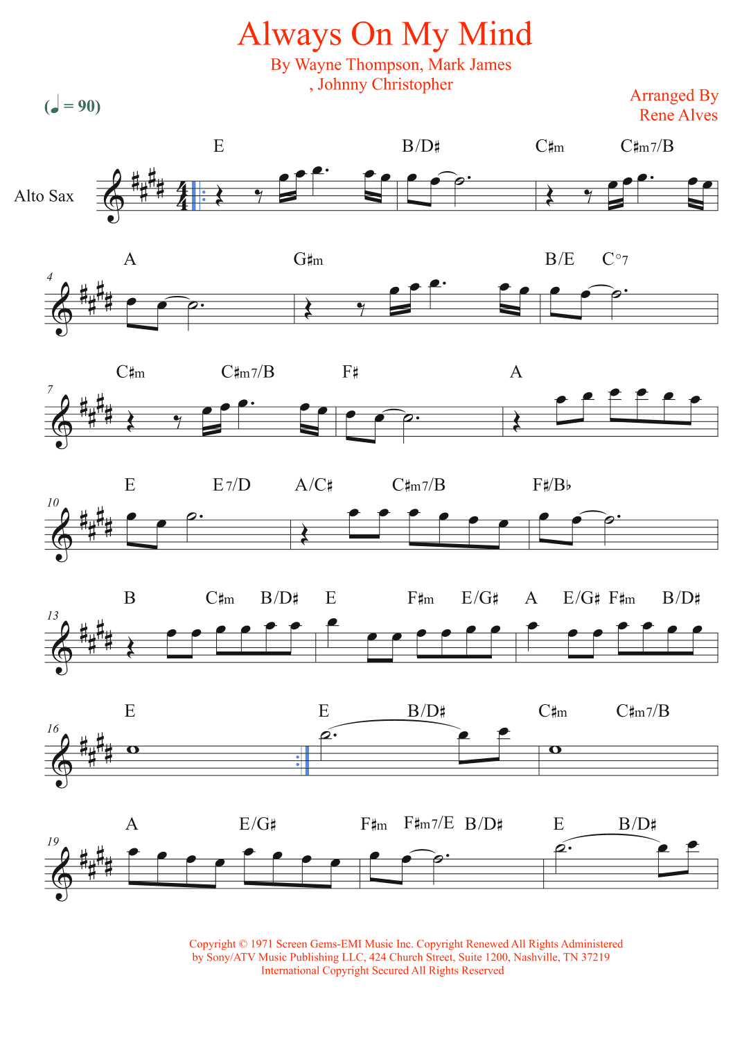 Always On My Mind (arr. Rene Alves)