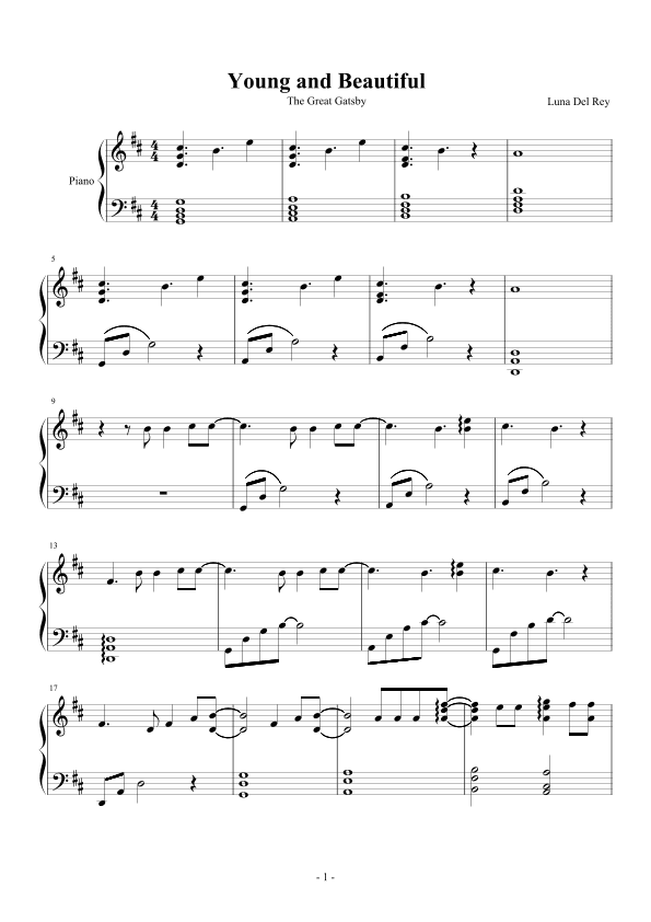 Young And Beautiful (arr. Rick Nowels)
