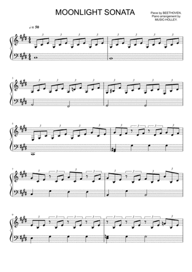 Beethoven - Moonlight Sonata (easy piano sheet) (arr. Music-holley)