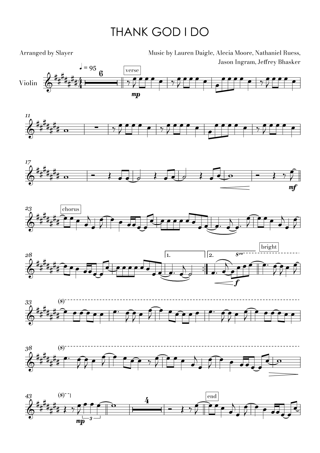 Thank God I Do (arr. Slayer)