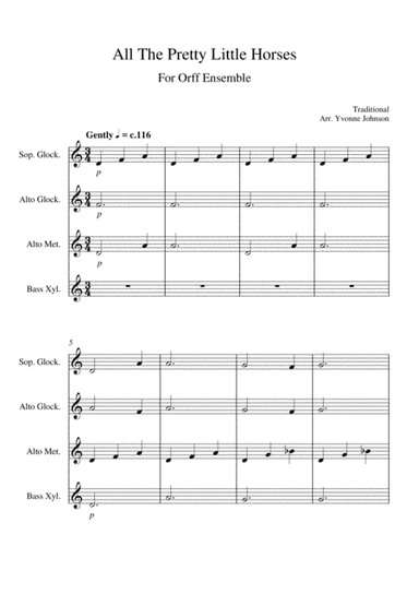 All The Pretty Little Horses - For Orff Ensemble (arr. Yvonne Johnson)