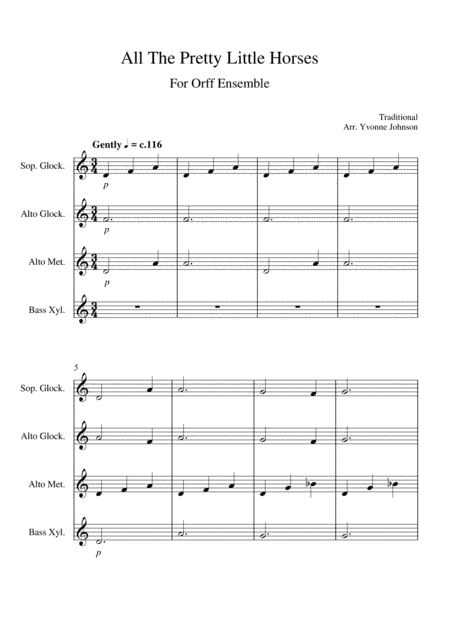 All The Pretty Little Horses - For Orff Ensemble (arr. Yvonne Johnson)