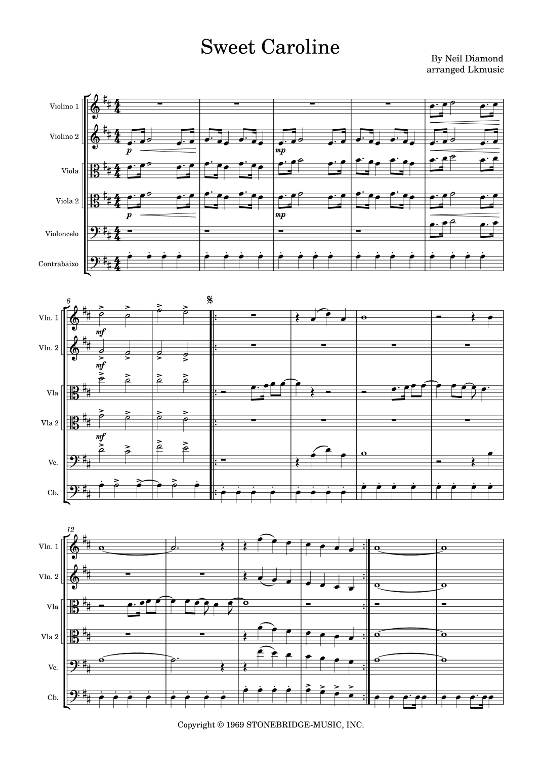 Sweet Caroline (arr. Lkmusic)