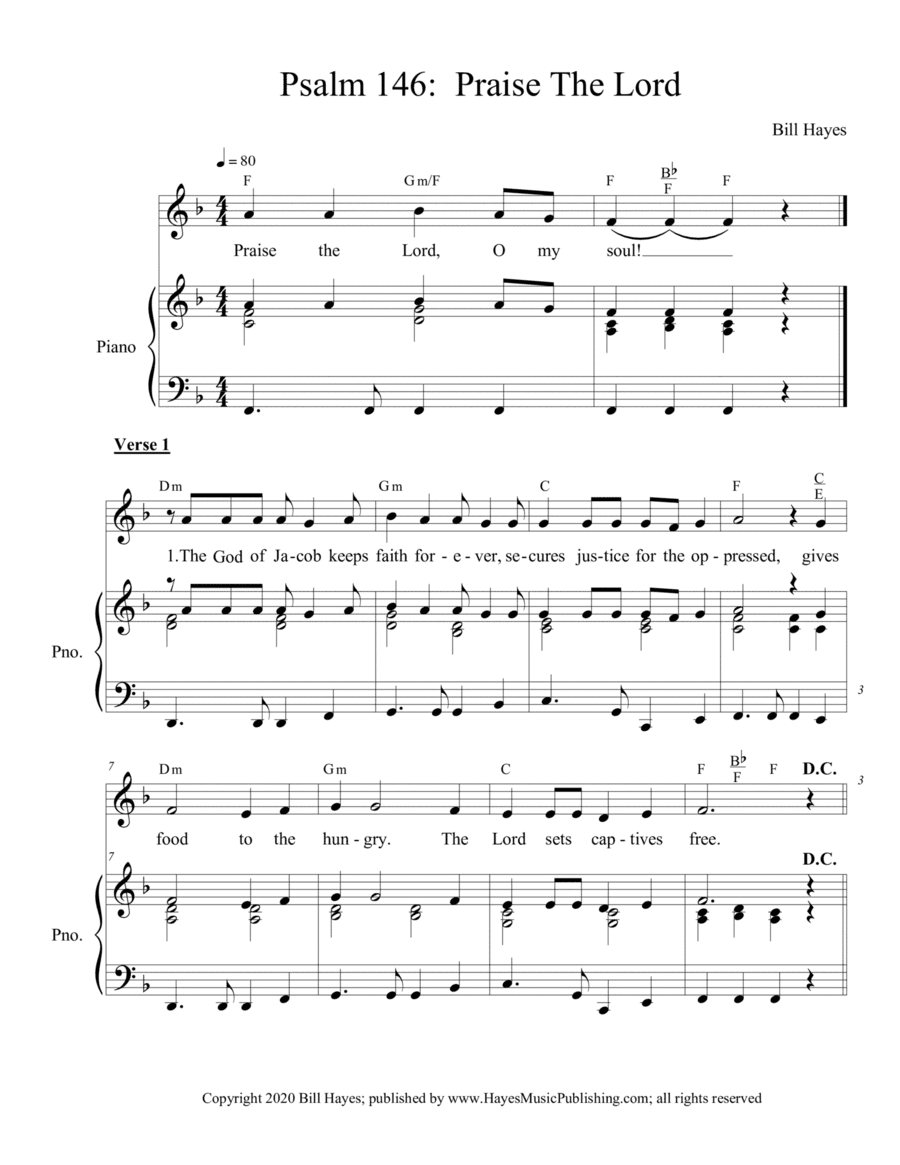 Psalm 146:  Praise The Lord (piano/vocal)