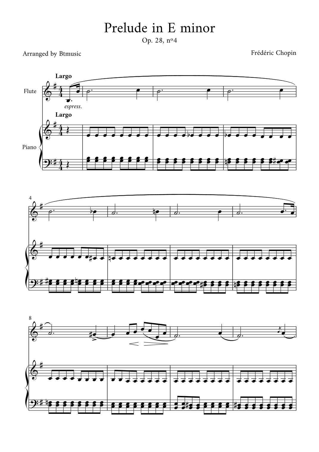 Prelude in E minor (Op. 28, n.4) - Flute and Piano (arr. BTmusic)