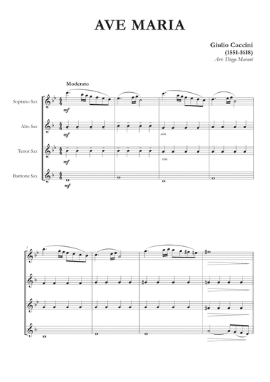 Ave Maria by Caccini-Vavilov for Saxophone Quartet (arr. Diego Marani)