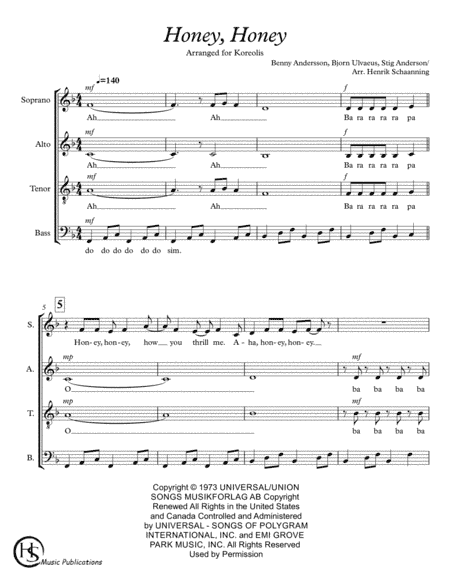 Honey, Honey (arr. Henrik Schaanning)