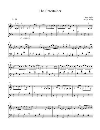 The Entertainer for violin & cello duet (arr. Marion Maby)
