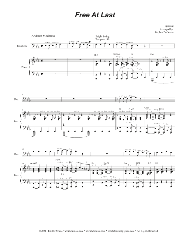 Free At Last (Trombone solo and Piano) (arr. Stephen DeCesare)