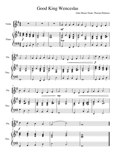 Good King Wenceslas - Violin and Piano (arr. Kacie J. Rickells)