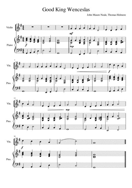 Good King Wenceslas - Violin and Piano (arr. Kacie J. Rickells)