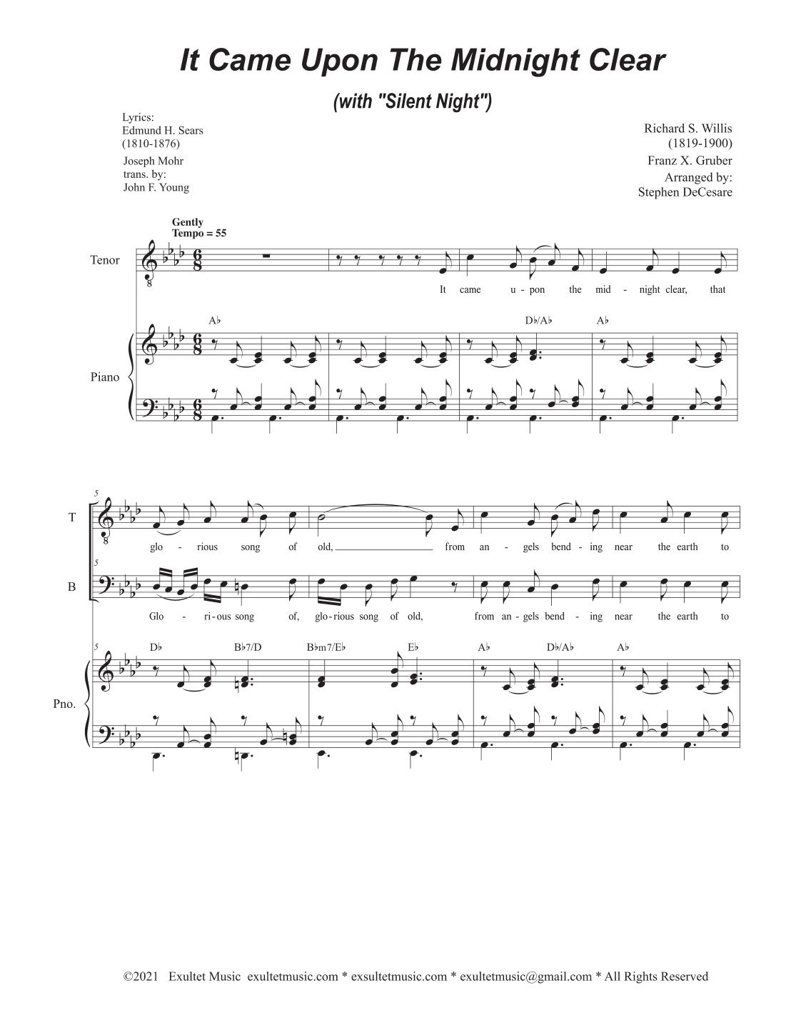 It Came Upon The Midnight Clear (with "Silent Night") (Duet for Tenor and Bass solo) (arr. Stephen DeCesare)