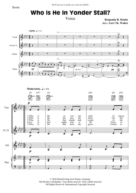 Who Is He In Yonder Stall? (arr. Gert Th. Walter)
