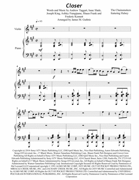 Closer (arr. James M. Guthrie, ASCAP)