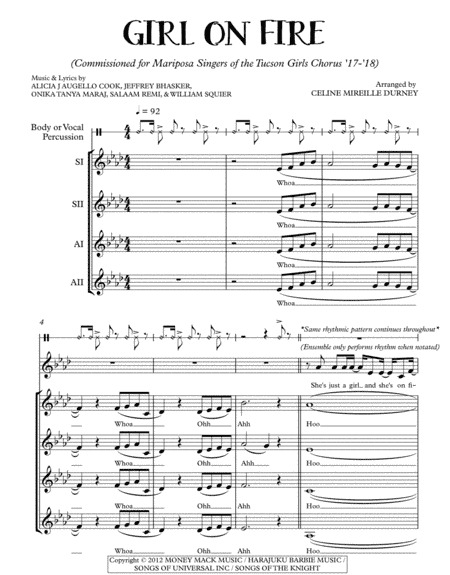 Girl On Fire (inferno Version) (arr. Celine Durney)