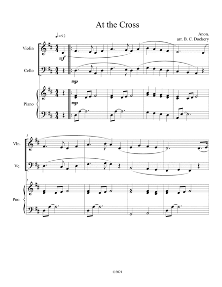 At the Cross (violin and cello duet) with optional piano accompaniment (arr. B. C. Dockery)