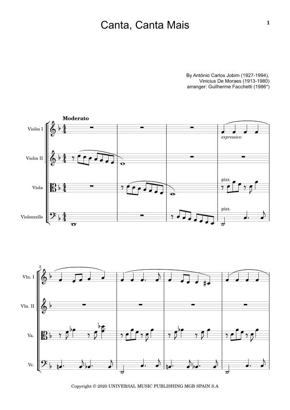 Canta, Canta Mais (arr. Guilherme Facchetti)