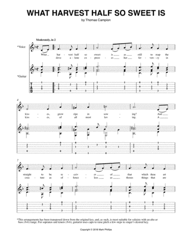 What Harvest Half So Sweet Is (arr. Mark Phillips)