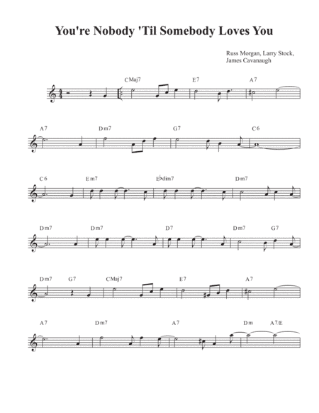 You're Nobody 'til Somebody Loves You (arr. David M Fagnant)