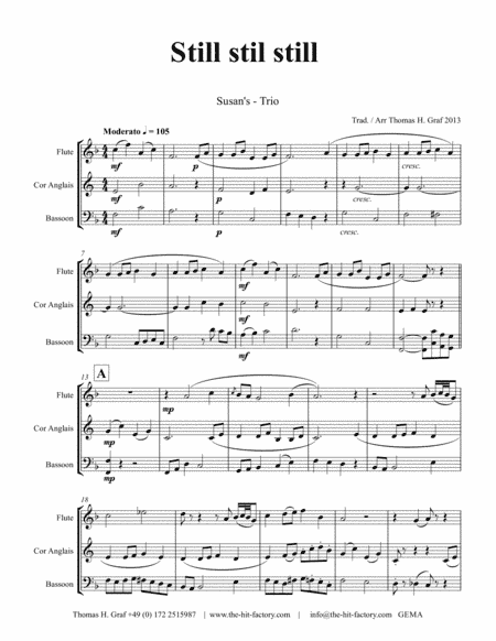 Still Still Still - Christmas song - Wind Trio - Arrangement: Thomas H. Graf (arr. Thomas H. Graf)