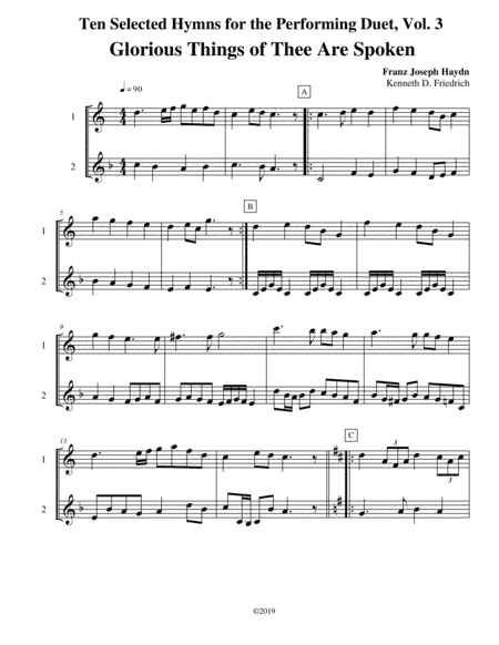 Ten Selected Hymns for the Performing Duet, Vol. 3 - alto and tenor saxophone (arr. Kenneth D. Friedrich)