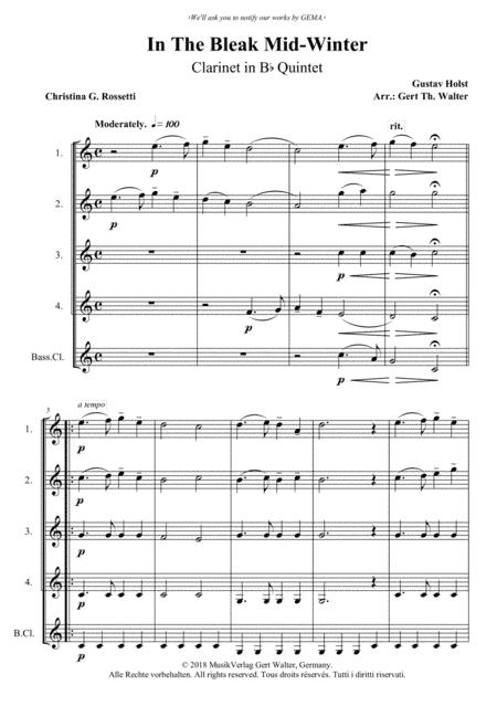 In The Bleak Mid-Winter (arr. Gert Th. Walter)