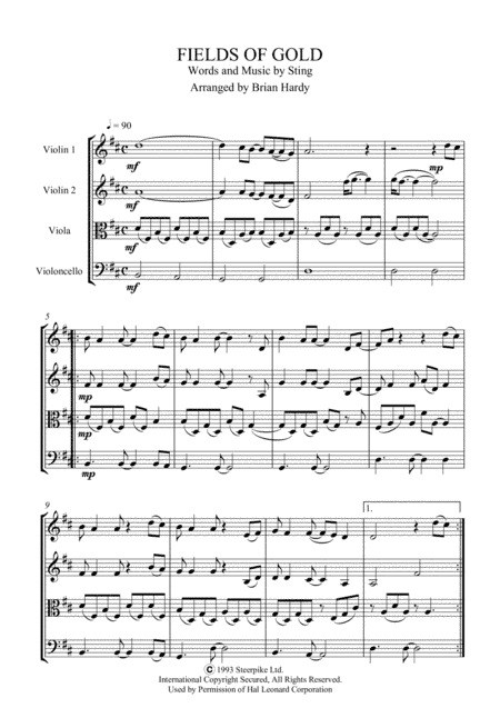 Fields Of Gold (arr. Brian Hardy)
