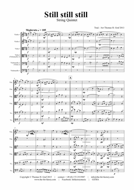 Still Still Still - Christmas song - String Quintet (arr. Thomas H. Graf)