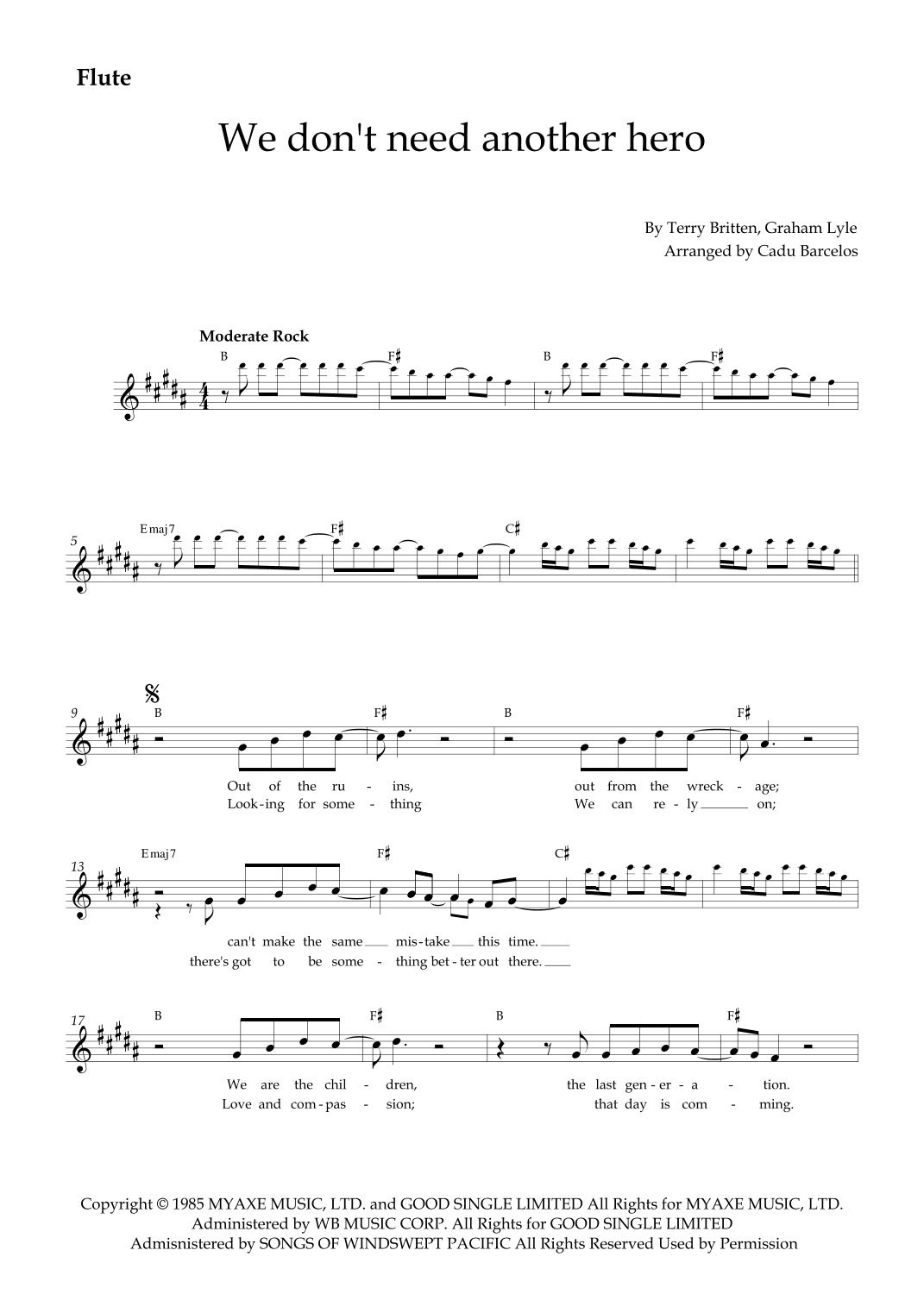 We Don't Need Another Hero (arr. Cadu Barcelos)