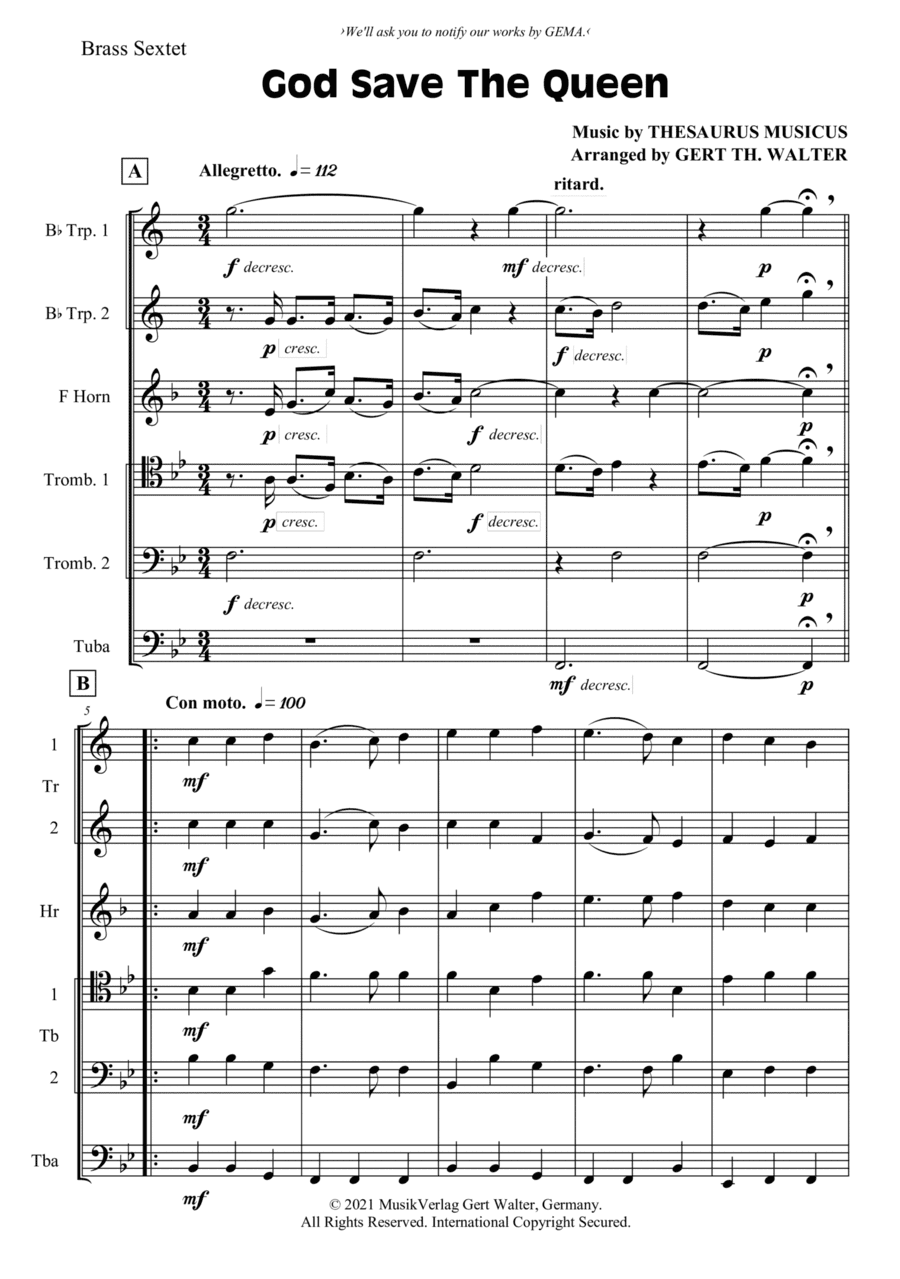 God Save The Queen (arr. Gert Th. Walter)
