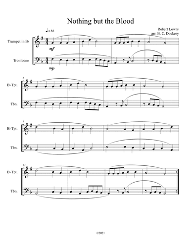 Nothing but the Blood (trumpet and trombone duet) (arr. B. C. Dockery)