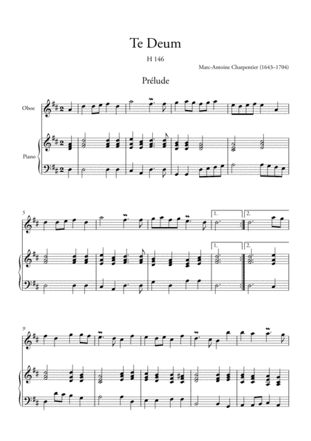 Te Deum Prelude (for Oboe and Piano) (arr. Ahiva Editions)