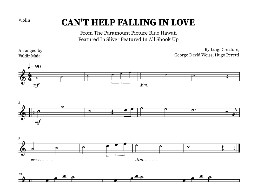Can't Help Falling In Love (arr. Valdir Maia)