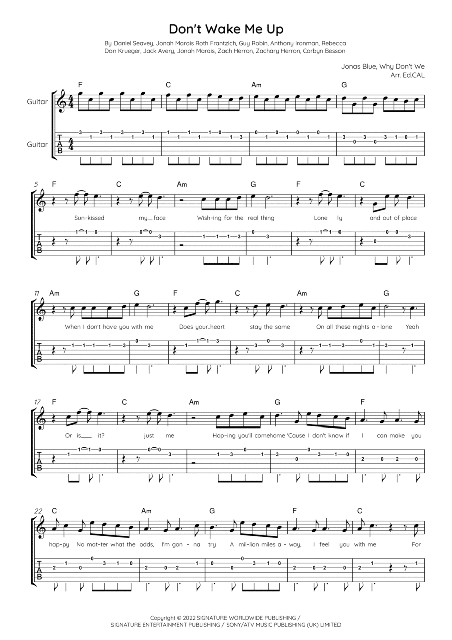 Don't Wake Me Up (arr. Arr. Ed.CAL)