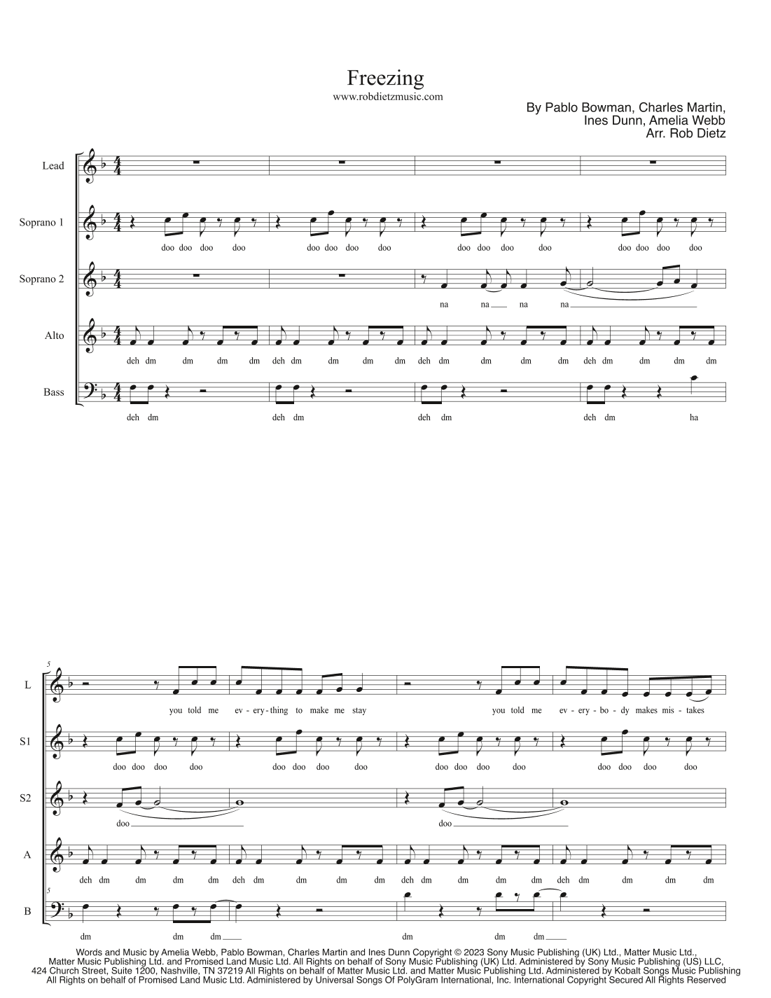 Freezing (arr. Rob Dietz)