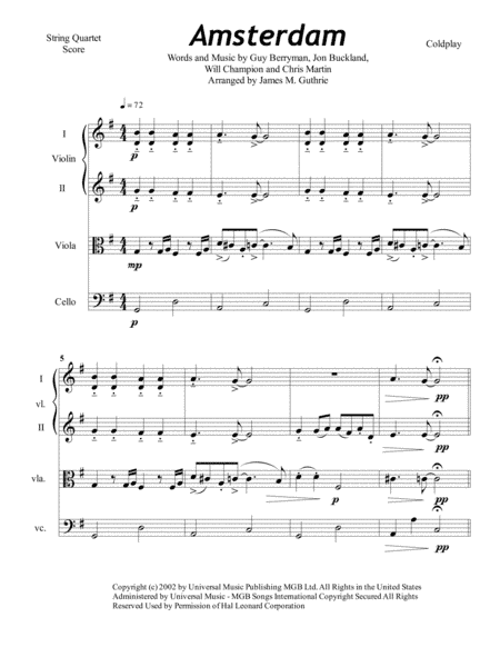 Amsterdam (arr. James M. Guthrie, ASCAP)