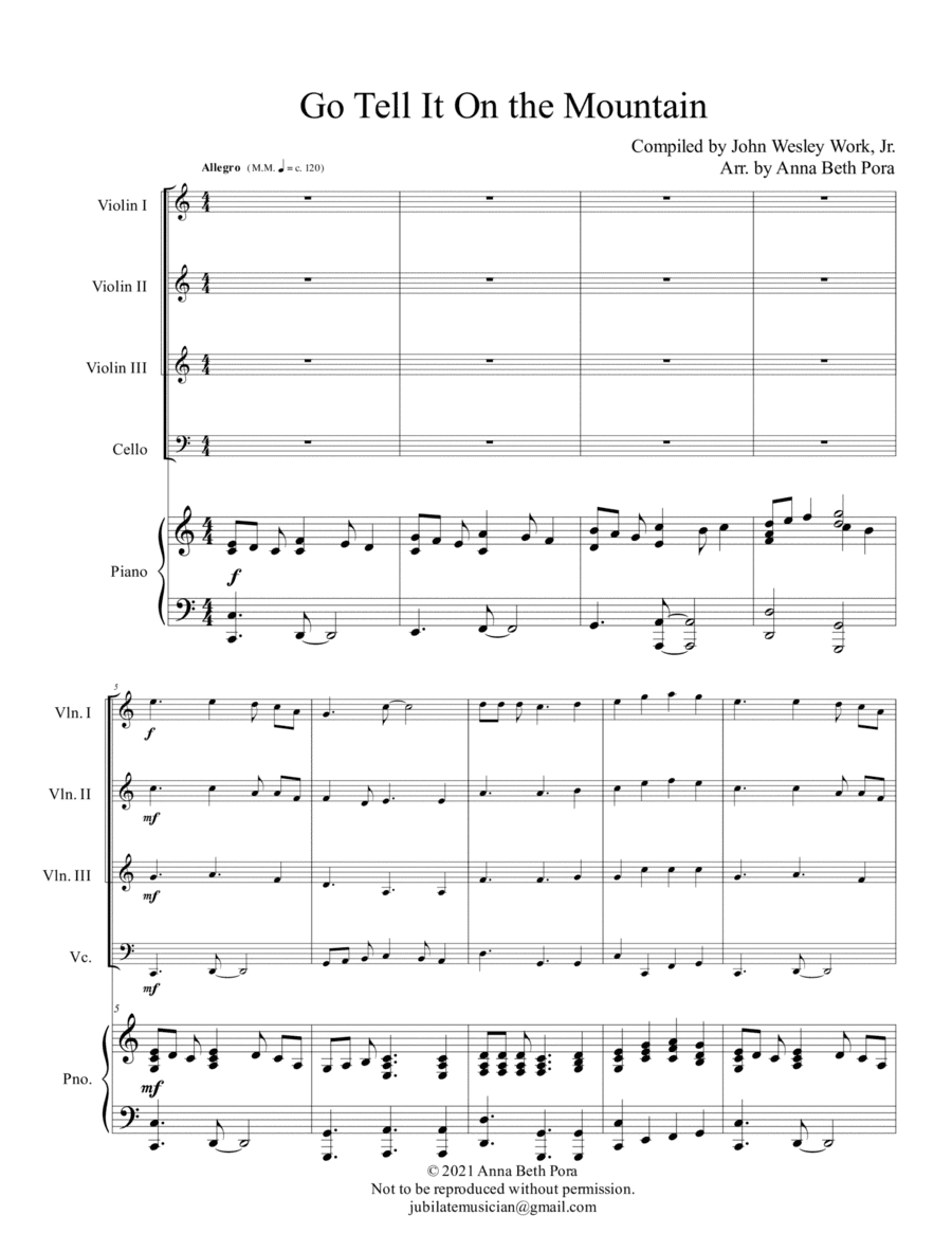 Go Tell It On the Mountain (arr. Anna Beth Pora)