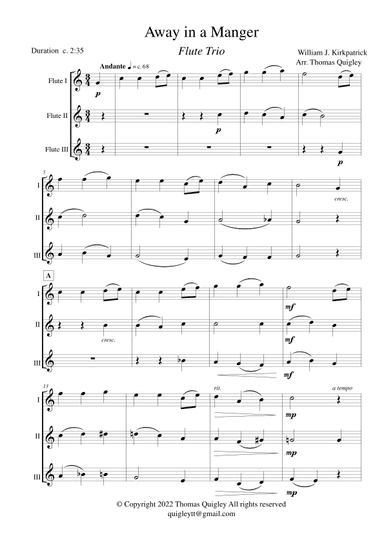Away in a Manger (Flute Trio) (arr. Thomas Quigley)