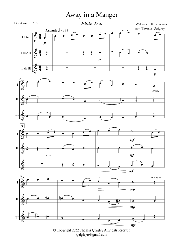 Away in a Manger (Flute Trio) (arr. Thomas Quigley)