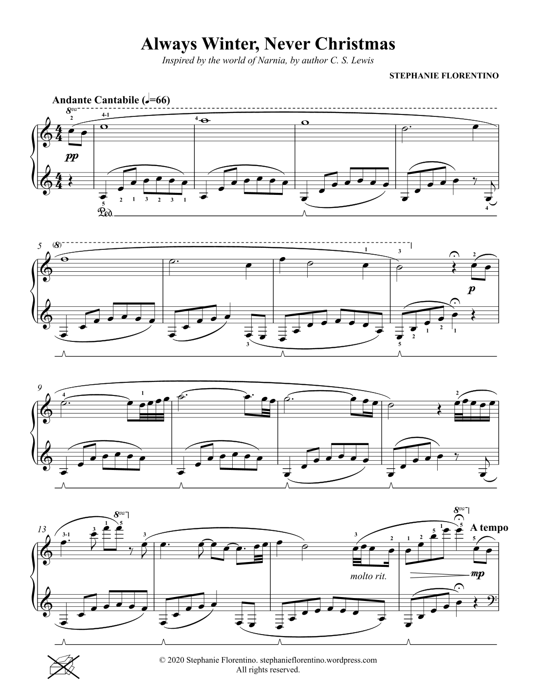 Always Winter, Never Christmas (piano solo)