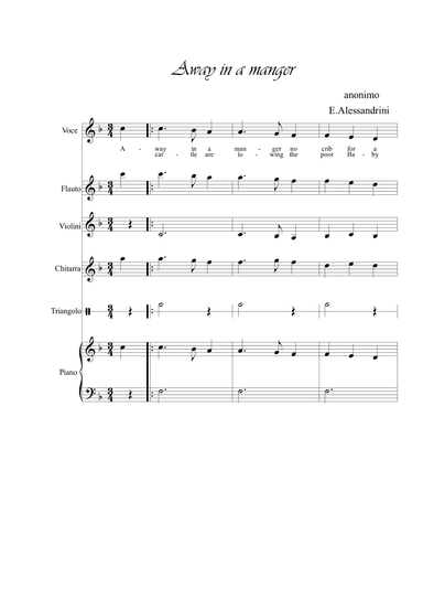 Away in a manger. Only Score (arr. Ester Alessandrini)