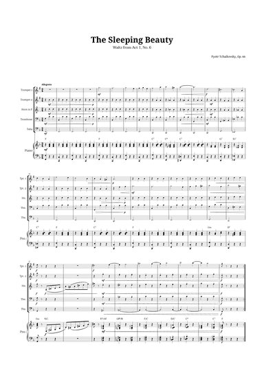 The Sleeping Beauty Waltz for Brass Quintet and Piano (arr. Langanho)