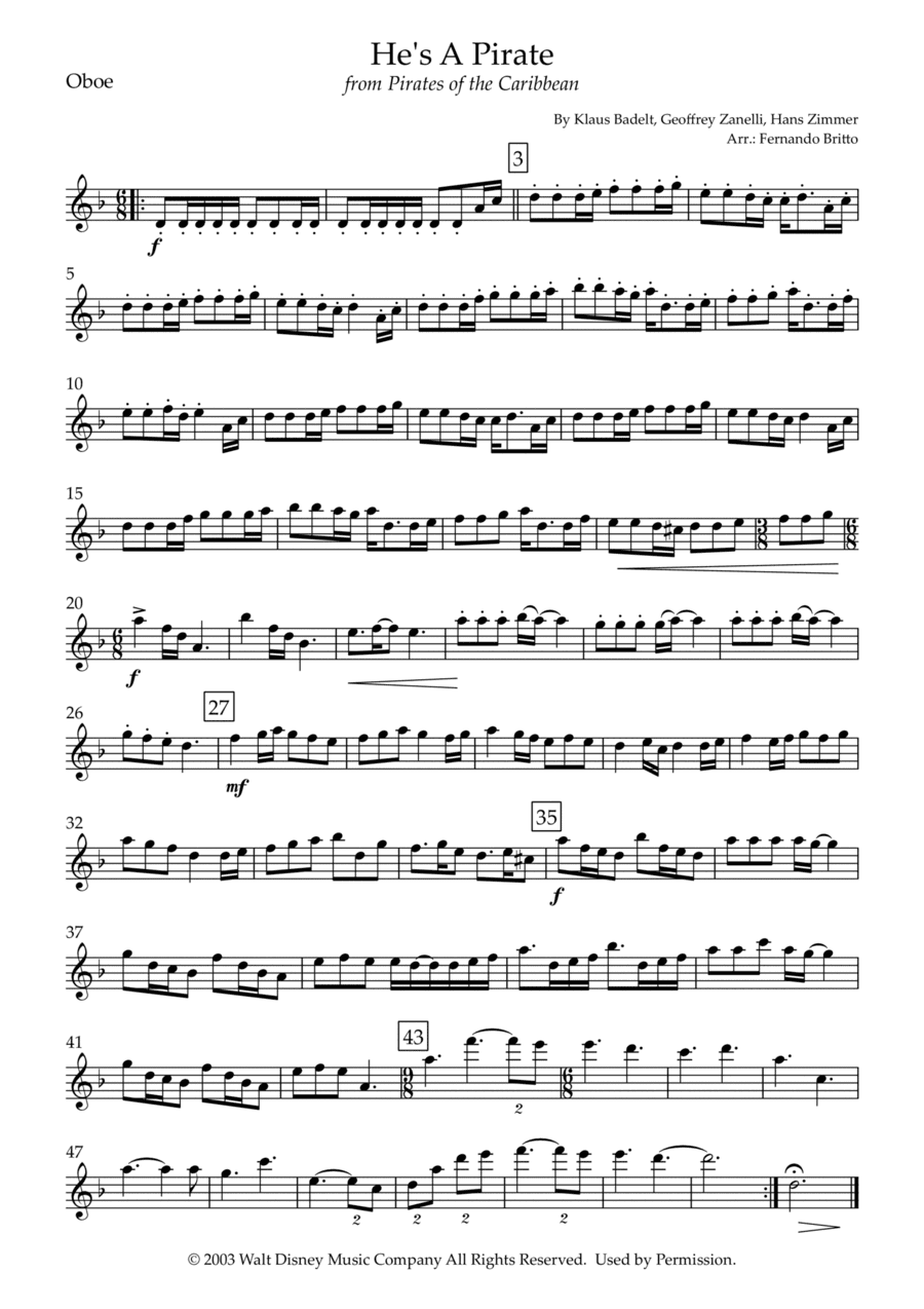 He's A Pirate (arr. Fernando Britto)