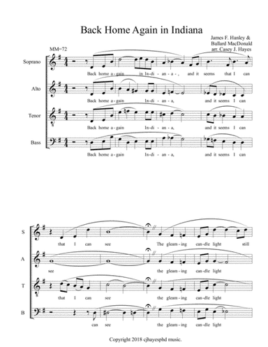 Indiana (Back Home Again in Indiana) (arr. Dr. Casey J. Hayes)
