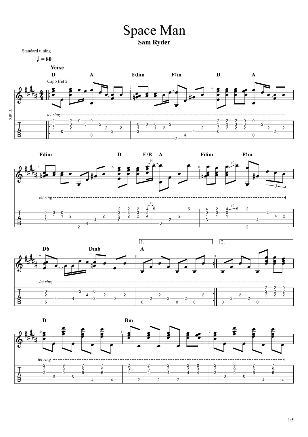 Space Man (arr. Filippo Meloni)