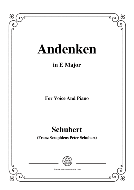 Schubert-Andenken,in E Major,for Voice&Piano (arr. MSM)