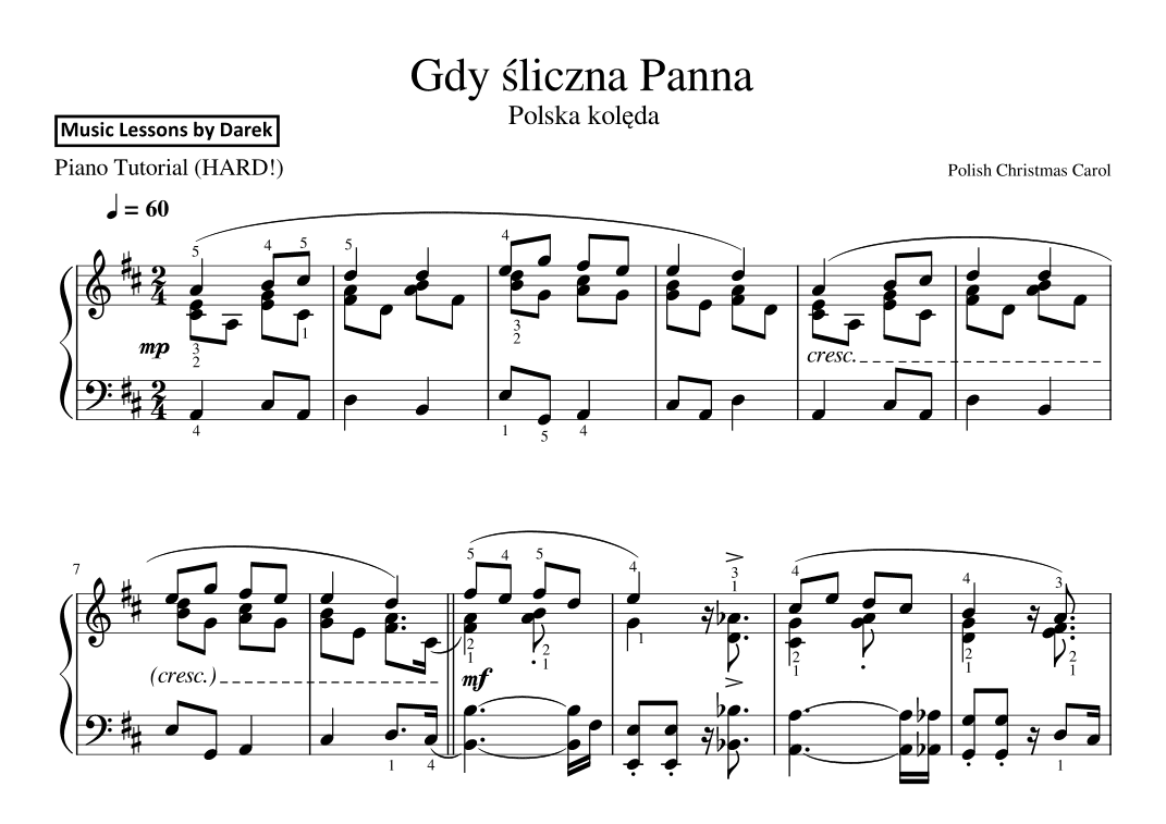 Gdy sliczna Panna (Polish Christmas Carol) [HARD PIANO] (arr. Darek)