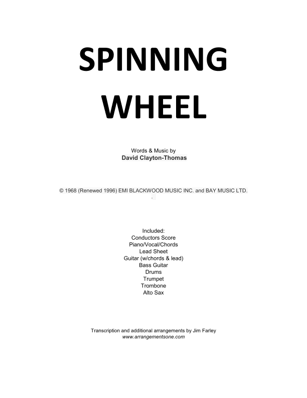 Spinning Wheel (arr. Jim Farley www.arrangementsone.com)